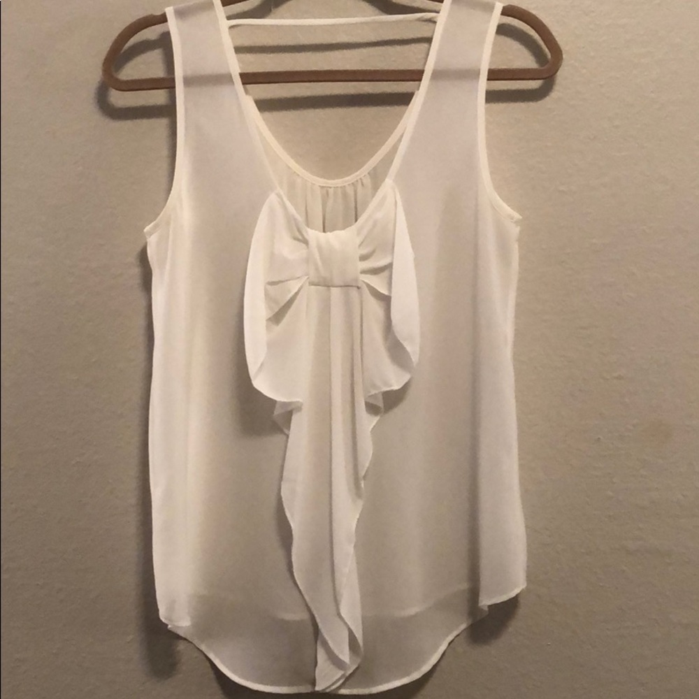 Jella Couture Sheer White Blouse with Bow